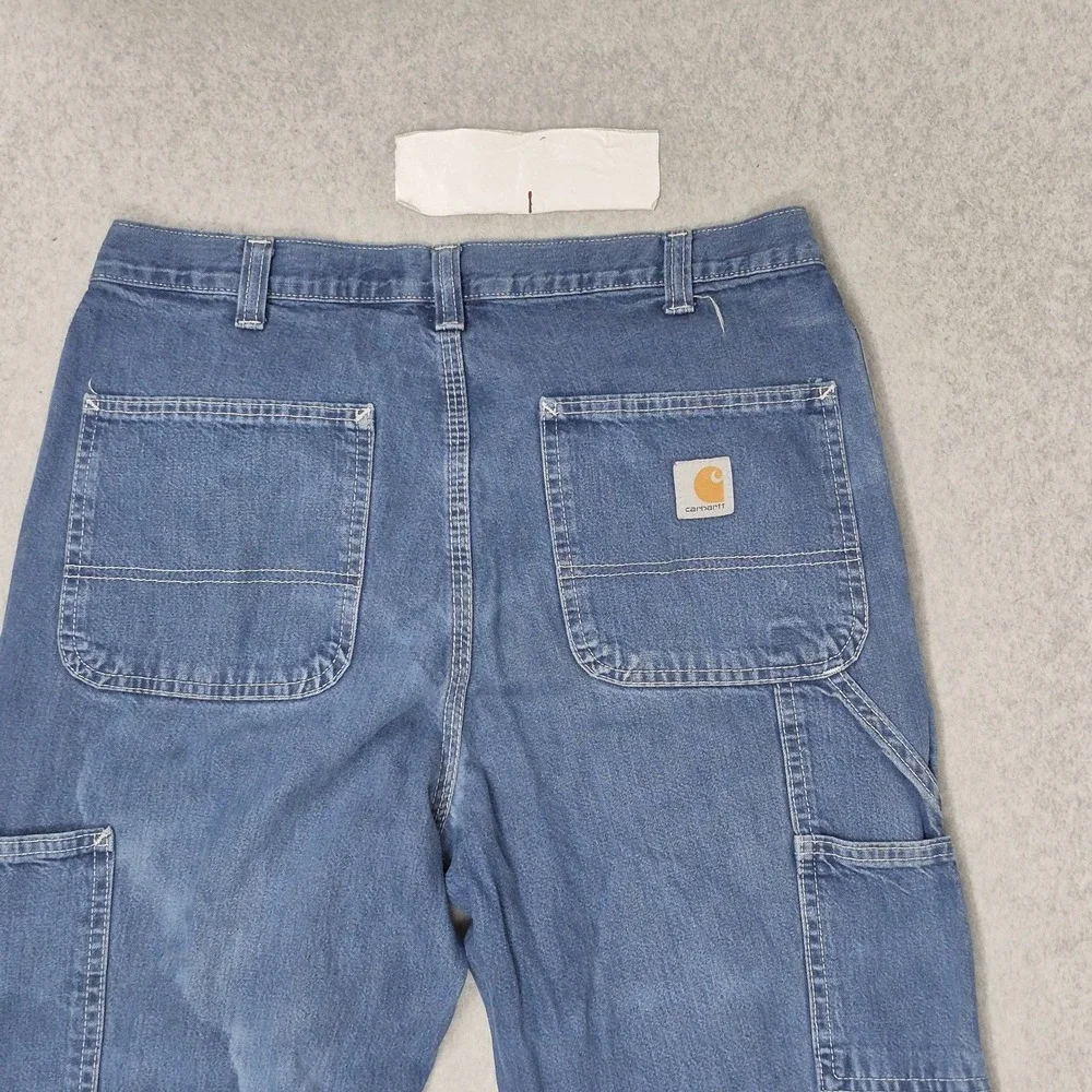 Carhartt Men Jeans 32X28 Blue Denim Carpenter B33 Dungaree READ